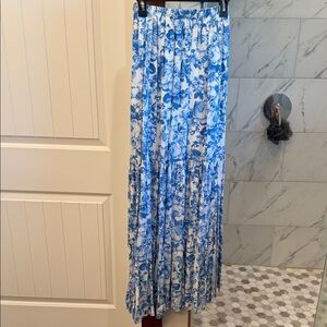 Altar'd State Blue and White Floral Maxi Skirt